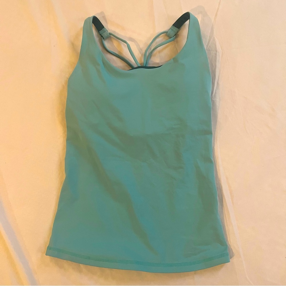 Parna blue tank with built in bra, size xs.